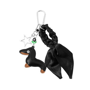 Porte-clés et pendentif de sac créatif en cuir multicolore tressé à la main, motif <span class=keywords><strong>Teckel</strong></span>, fleur et étoile - Product Image 1
