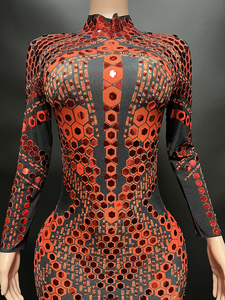 NOVANCE, nueva ropa de mujer de talla grande, superventas 2023, <span class=keywords><strong>Mono</strong></span> para mujer, monos de una pieza con <span class=keywords><strong>lentejuelas</strong></span> brillantes, <span class=keywords><strong>rojo</strong></span> para mujer - Product Image 2