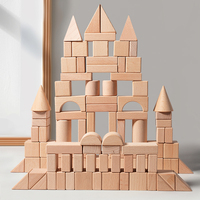 Ensemble de blocs de construction en bois pour enfants, jeu d'empilage de château, jouets de construction, blocs géométriques en bois éducatifs pour la maternelle