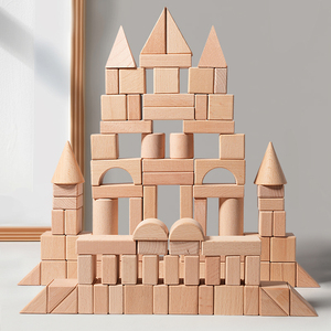 Ensemble de blocs de construction <span class=keywords><strong>en</strong></span> <span class=keywords><strong>bois</strong></span> pour enfants, jeu d'empilage de château, jouets de construction, blocs géométriques <span class=keywords><strong>en</strong></span> <span class=keywords><strong>bois</strong></span> éducatifs pour la maternelle - Product Image 4