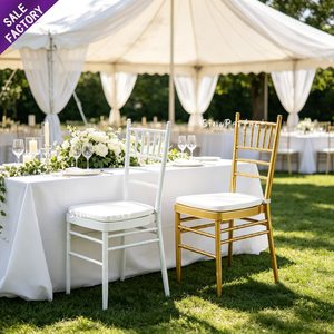Sillas Chiavari Tiffany de Metal Blanco y Dorado para Bodas, Precio de Fábrica - Product Image 1