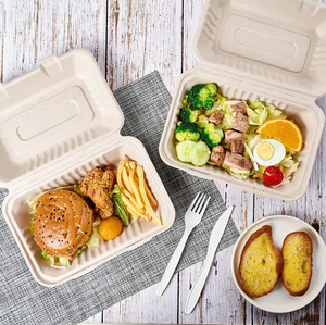 Bolsas de Bagazo Biodegradables y Reciclables para Alimentos, con 3 Divisiones, para Hamburguesas, Comida para Llevar, Apto para Microondas, Venta al Por Mayor - Product Image 1