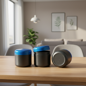 Customized Black HDPE <b>Plastic</b> Protein Supplement Storage Container Empty <b>Jars</b> for Protein Powder Packaging with Blue Screw Cap - Product Image 3