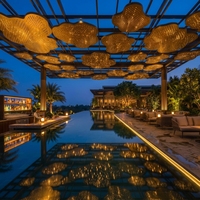 Plafond en aluminium perforé sur mesure pour restaurant de luxe, design nuage avec éclairage LED, Arabie Saoudite