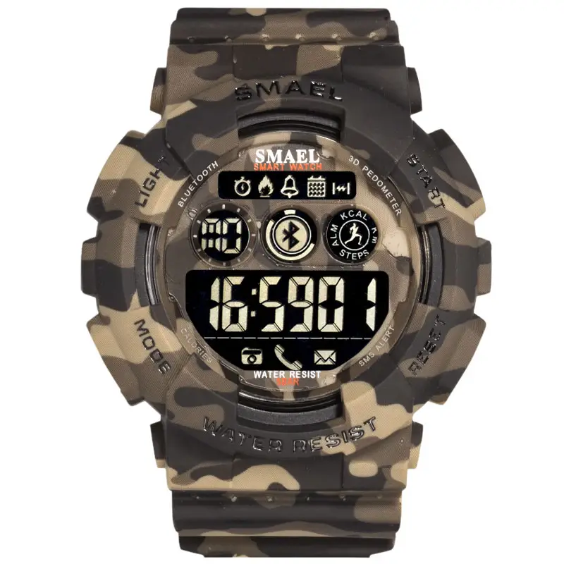 SMAEL 8013LY high quality outdoor camouflage blue-tooth sports smart watch online round waterproof