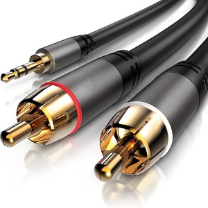 <span class=keywords><strong>Câble</strong></span> audio personnalisé 3,5 mm vers <span class=keywords><strong>double</strong></span> prise phono RCA rouge et blanc pour téléphone portable, ordinateur et entrée/<span class=keywords><strong>sortie</strong></span> de haut-parleur - Product Image 5