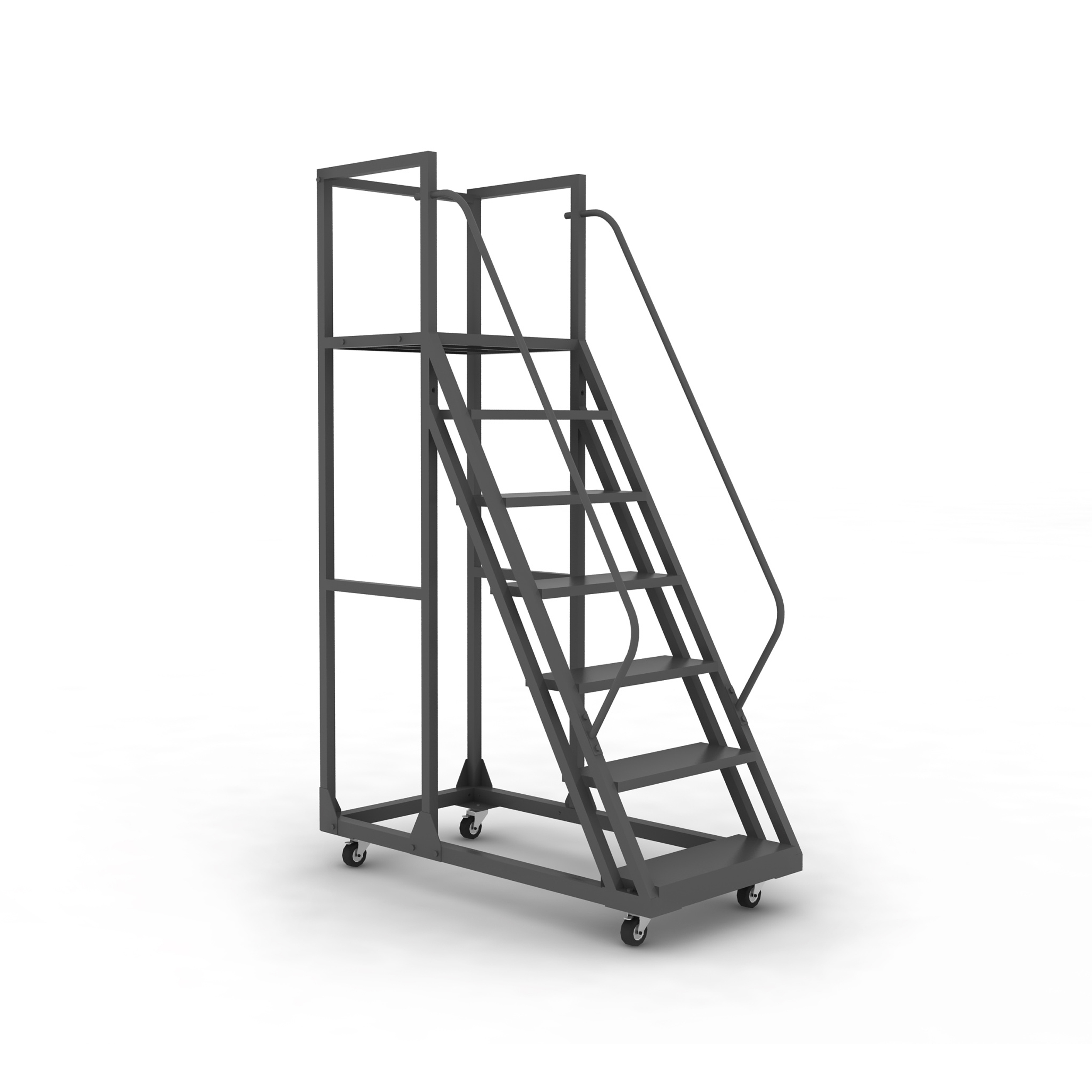 Xinde Stalen Assemblage Ladders En Steigers Magazijn Veiligheid Rollende Mobiele Werkplatform Ladder Met Leuningen