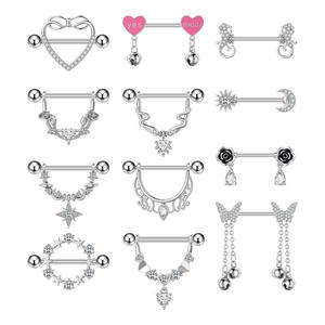 Elegante hipoalergénico de acero inoxidable Rosa pezón <span class=keywords><strong>Piercing</strong></span> joyería corazón <span class=keywords><strong>alas</strong></span> Niplple Barbell pezón anillos cuerpo <span class=keywords><strong>Piercing</strong></span> joyería - Product Image 1