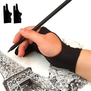 Zwart Twee Vingers Anti Fouling Anti Touch Hand Tekening Handschoenen Voor Schets Schilderijen Studenten Digitale Tablet Schrijven