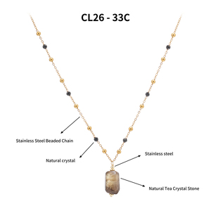 Set di Gioielli Vintage in <span class=keywords><strong>Oro</strong></span> 18K con Pietre Naturali <span class=keywords><strong>e</strong></span> Cristalli, Collana con Perline in Acciaio Inossidabile, Gioielli Curativi per Donne - Product Image 5