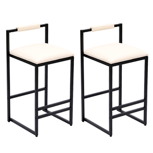 Set di 2 sgabelli da bar in ecopelle imbottiti, con struttura moderna in metallo, altezza bancone, sedie per isola cucina, beige - Product Image 6
