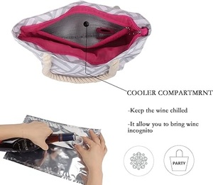 Bolsa de Vino Resistente para la Playa, con Cierre de Cremallera, a Prueba de Fugas, Aislada, con Asa, Compartimentos Ocultos, para Viajes, Restaurantes y Llevar tu Propio Vino - Product Image 6
