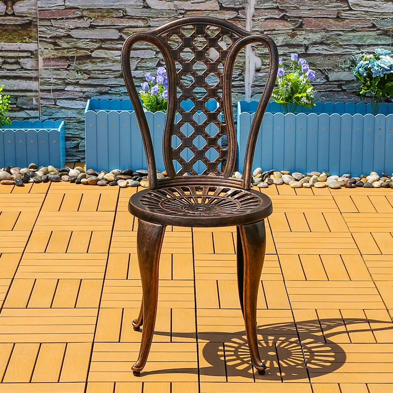 卸売アンティーク錬鉄製椅子パティオガーデン鋳造アルミ屋外バルコニーチェア