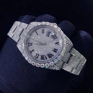 Reloj de Diamantes Hip Hop de Lujo con Esfera Romana, Vvs Moissanite, Chapado en Oro, para Hombre y Mujer - Product Image 3