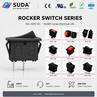 Interrupteur à bascule lumineux industriel SUDA KCD1-D-2A bleu 10A 250VAC SPST IP40 2P à bornes personnalisables ON-OFF avec voyant