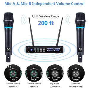 Dual-Cordless <b>Wireless</b> Mic for Bluetooth Receiver Volume Control Cardioid for ECHO Karaoke Church Meetings Public Speaking - Product Image 3