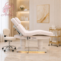 Table de massage électrique incurvée à 4 moteurs pour salon de beauté, avec chauffage, design inclinable, accoudoirs amovibles et mousse à mémoire de forme