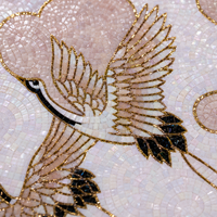 Mosaïque murale de luxe personnalisée en forme de grue, art mural fait main avec correspondance des couleurs de haute précision pour hall d'hôtel et projets haut de gamme