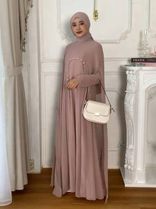 Vestido Abaya Mexizo Primavera Verano, Transpirable, Elegante, <span class=keywords><strong>de</strong></span> Poliéster, con Detalles <span class=keywords><strong>de</strong></span> Cuentas Opulentos, Vestido Largo Modesto y Lujoso para Mujeres Islámicas - Product Image 4
