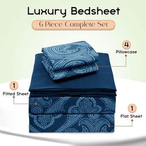 होटल शैली 6-पीसी कूलिंग बेड सेट किंग आकार बिस्तर शीट सेट नरम लुभावनी माइक्रोफाइबर शीट पैली बिस्तर शीट - Product Image 2
