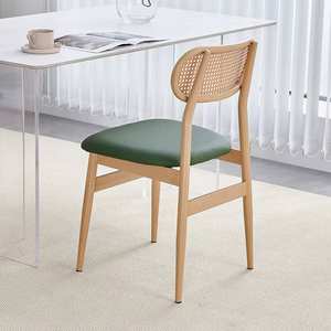 Sillas de Diseño Moderno, Silla de Comedor de Madera Maciza con Respaldo Tejido de Ratán para el Hogar y la Cocina - Product Image 2