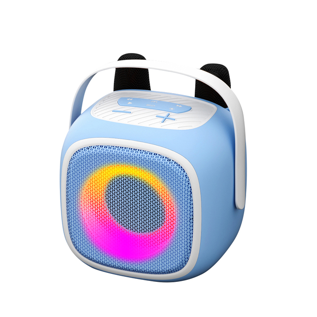 OEM Bluetooths V5.0 5-10W Portable Karaoke Microphone Speaker RGB LED Lighting Super Bass Stereo Sound for Kids Computer Use