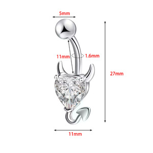 Anillo de Ombligo Sexy con Diseño de Diablita, Chapado en Oro de 18k, con Brillante Corazón de Circonita, para Uso en Discotecas - Product Image 6