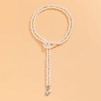 Collier Chaîne Élégant avec Pendentif Goutte d'Eau et Perles d'Imitation pour Femme, Bijoux de Mode Tendance et Accessoires Perlés