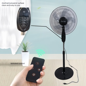 Ventilateur sur pied rechargeable AC/DC de qualité supérieure, 16 pouces, noir, avec télécommande, ventilateur électrique commercial pour chambre à coucher - Product Image 1