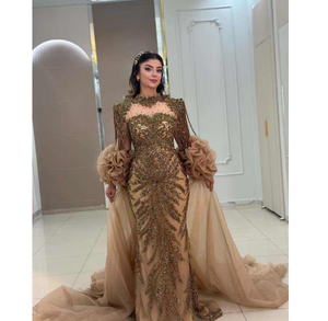 ชุดราตรีทรงเมอร์เมดหรูหรา คุณภาพพรีเมียม ยาวกรอมพื้น สำหรับงานเลี้ยงค็อกเทลหรืองานกลางคืน คอเสื้อแบบไร้สาย ประดับด้วยลูกปัด - Product Image 3