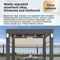 Pergola motorisée à lames orientables, étanche, résistante au vent et au feu, avec commande à distance, construction en alliage d'aluminium pour
