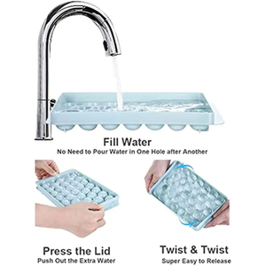 Syw674, Molde para Hacer Bolas de Hielo Redondas, Mini, de Plástico Libre de BPA, con Tapa y Recipiente, Pala para Hielo, Superventas - Product Image 4