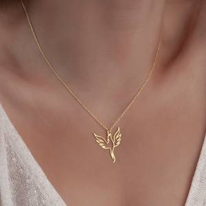 Collar con Colgante de Plata con Diseño de Fénix, Chapado en Oro de 18k, Acero Inoxidable, Resistente al Deslustre - Product Image 4