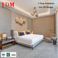 Ensemble de chambre à coucher d'hôtel moderne haut de gamme en bois massif IDM avec services de design d'intérieur 3D pour hôtels et appartements 5 étoiles