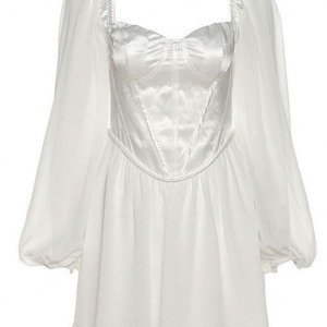 Nuevos Vestidos Midi de Gasa Blanca Pura para Mujer, Ajustados, Sexys, con Volantes y Manga Larga, Estilo Casual, para Comercio Transfronterizo - Product Image 5