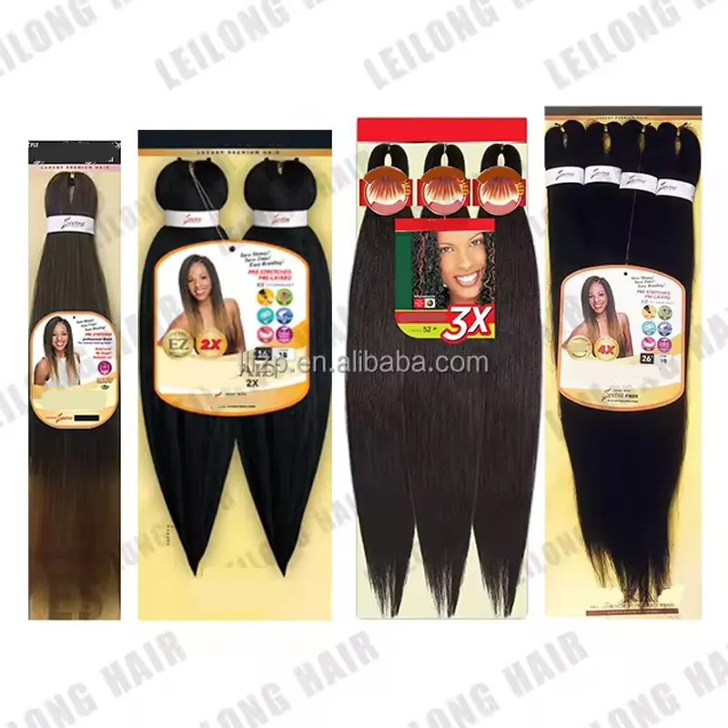 Free sample 1x 2x 3x 4x Pre Stretched Braiding Hair Wholesale Synthetic EZ Braiding hair Customize any size