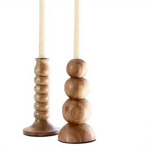 Bougeoirs de pilier artisanal en bois sur pied de luxe bougeoirs en bois de teck bougeoirs artisanaux indiens bougeoir de table artisanal article de décoration - Product Image 1