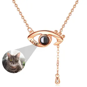 Dropshipping Jewelry E-vil Eye Necklace Pendant I Love You Necklace 100 Languages Custom Photo Projection Necklaces Dropship
