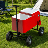 Chariot Glacière Métallique 80QT à 4 Roues avec Poignée Rigide pour Boissons et Bière – Idéal pour le Camping et les Pique-niques en Extérieur – Offre Spéciale