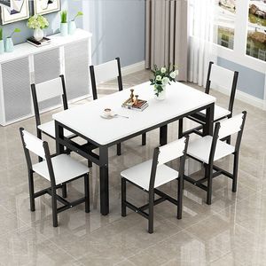 Ensemble table et chaises <span class=keywords><strong>de</strong></span> <span class=keywords><strong>cuisine</strong></span>, ensemble <span class=keywords><strong>de</strong></span> table <span class=keywords><strong>de</strong></span> salle à manger avec structure en métal et plateau en MDF pour 4 à 8 personnes - Product Image 5