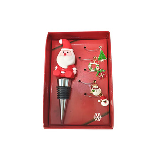 Christmas Santa Wine Stoppers Set Aluminum Alloy Bottle With Cork And Metal Base For Wine Spirits Decorative Stopper - Product Image 2