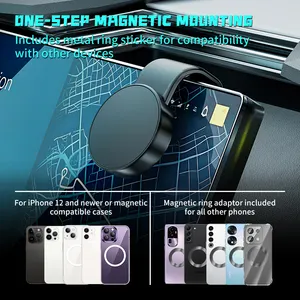 Support de téléphone portable pliable pour voiture support de téléphone magnétique pour voiture support sans fil pliable pour tableau de bord de voiture pour iPhone 15 14 13 Pro Max Mini