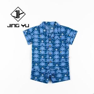 Vêtements pour enfants en coton imprimé hawaïen personnalisés pour l'été, robe à nouer, chemise hawaïenne à boutons pour enfants - Product Image 2