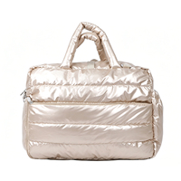Sac fourre-tout professionnel surdimensionné de luxe brillant avec fermeture éclair, sac à bandoulière matelassé pour femme pour les trajets quotidiens