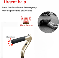 Bastón para caminar plegable de aluminio ajustable ligero inteligente con alarma y luz LED y reloj con pantalla LED para adultos