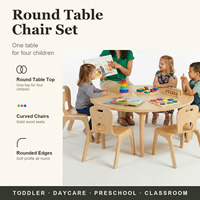 Ensemble table et chaises rondes en bois pour enfants d'âge préscolaire, meubles de classe Montessori pour maternelle, garderie, crèche