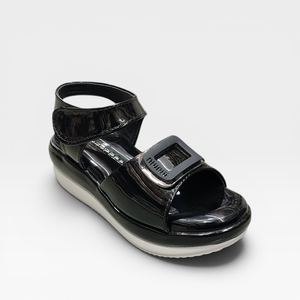 Sandalias de Plataforma de Cuero Charol Negro para Niñas Marcus con Correa de Hebilla, Zapatos Casuales para Niñas de 4-6 Años, Calzado de Verano Cómodo y a la Moda - Product Image 1