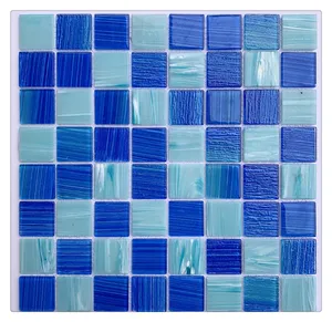 Blue Color Glass Mosaic Pool Blue Crystal Glass Mosaic Tile