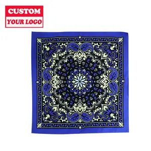 Multi Function Custom Fabric Square Digital Or Screen Printed Cotton Bandana Scarf