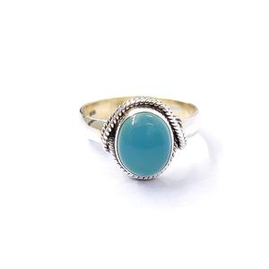 Bague en chalcédoine aqua, argent sterling 925, bague en pierres précieuses, collection réglable, bagues fines, bijoux en argent, prix de gros - Product Image 1